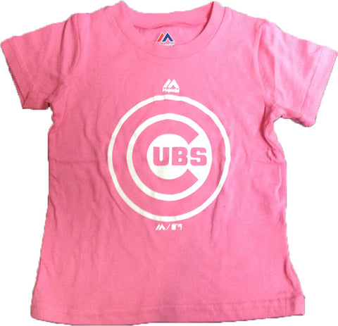 Chicago Cubs Majestic MLB Pink Logo Girls Toddler Shirt
