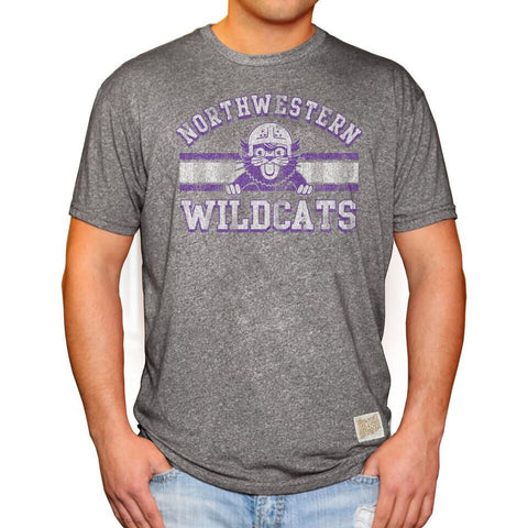 Northwestern Wildcats Retro Brand Mock Twist Charcoal Tri Blend Shirt