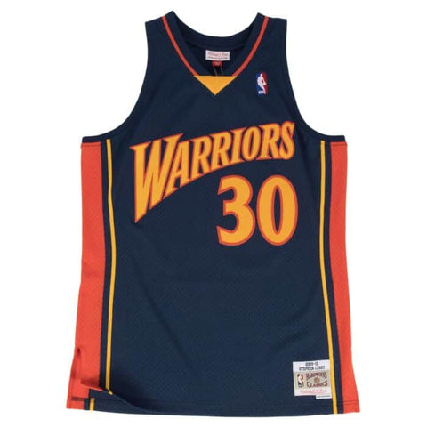 Steph Curry Adult Golden State Warriors Blue Mitchell and Ness NBA Jersey