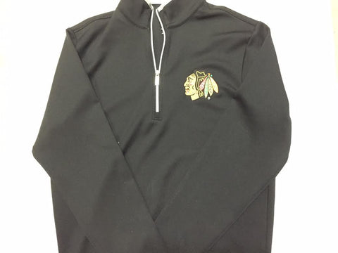 Chicago Blackhawks Antigua Black Men's Quarter Zip - Dino's Sports Fan Shop