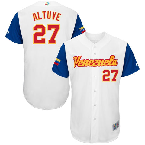 Jose Altuve #27 Venezuela World Baseball Classic Adult Authentic Collection White Jersey