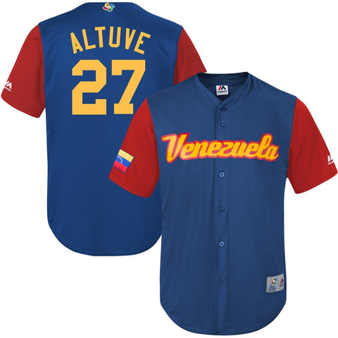 Jose Altuve #27 Venezuela World Baseball Classic Adult Authentic Collection Blue Jersey