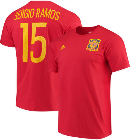 Sergio Ramos #15 Spain Adidas Adult Shirt