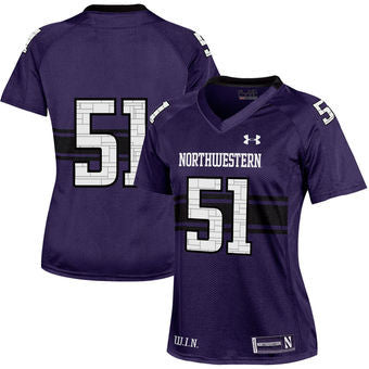 Northwestern Wildcats #51 NCAA Under Armour Purple Youth Sideline Football Jersey - Dino's Sports Fan Shop