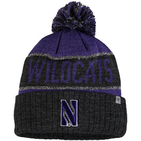 Northwestern Wildcats Top Of The World NCAA Black/Purple Below Zero Adult Knit Hat