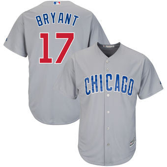 Kris Bryant #17 Chicago Cubs MLB Majestic Gray Stitched Adult Cool Base Jersey - Dino's Sports Fan Shop