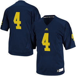 Michigan Wolverines #4 NCAA Adidas Navy Blue Youth Replica Jersey - Dino's Sports Fan Shop