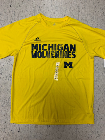 Michigan Wolverines Adult Adidas Yellow Dri-Fit Shirt (M)