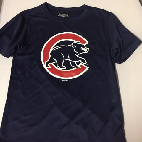 Stitches Chicago Cubs Youth T-Shirt Walking Bear Logo Heather Blue