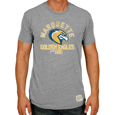 Marquette Golden Eagles Retro Brand Streaky Grey Arch Logo Shirt