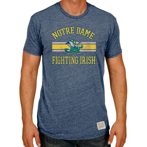 Notre Dame Fighting Irish Retro Brand Streaky Navy Logo Line Tri Blend Shirt