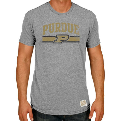 Purdue Boilermakers Retro Brand Gray Tri Blend Logo Line Shirt