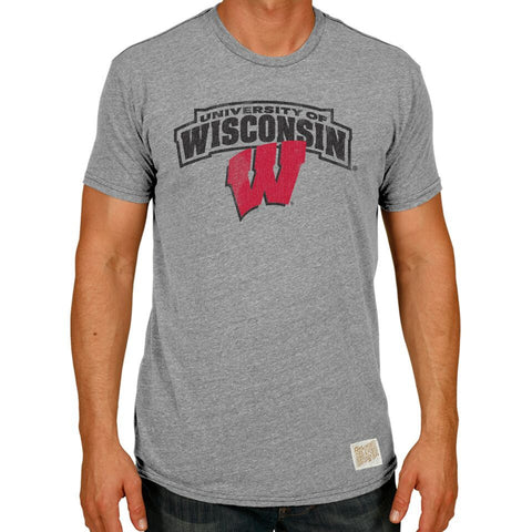 Wisconsin Badgers Retro Brand Gray Tri Blend Adult Shirt
