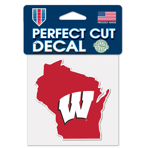 Wisconsin Badgers State Wincraft Perfect Cut Decal 4x4
